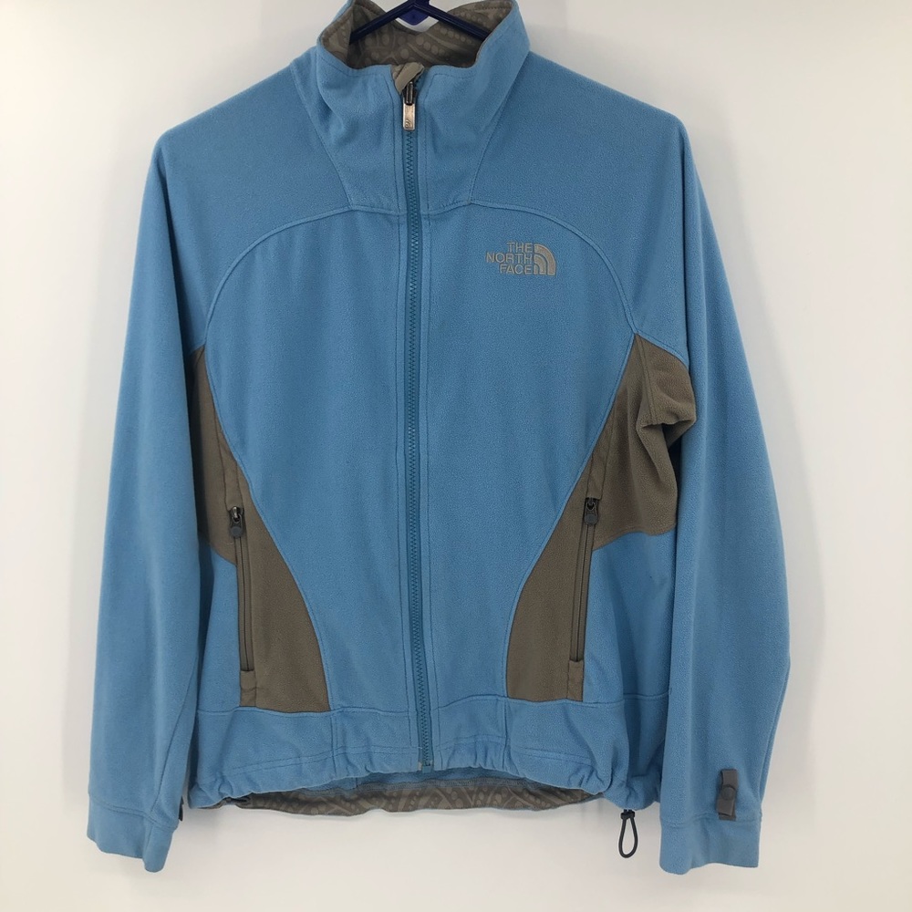 North Face Jacket Womens Small Blue TKA Fleece Blue Gray Pockets Full Zip
